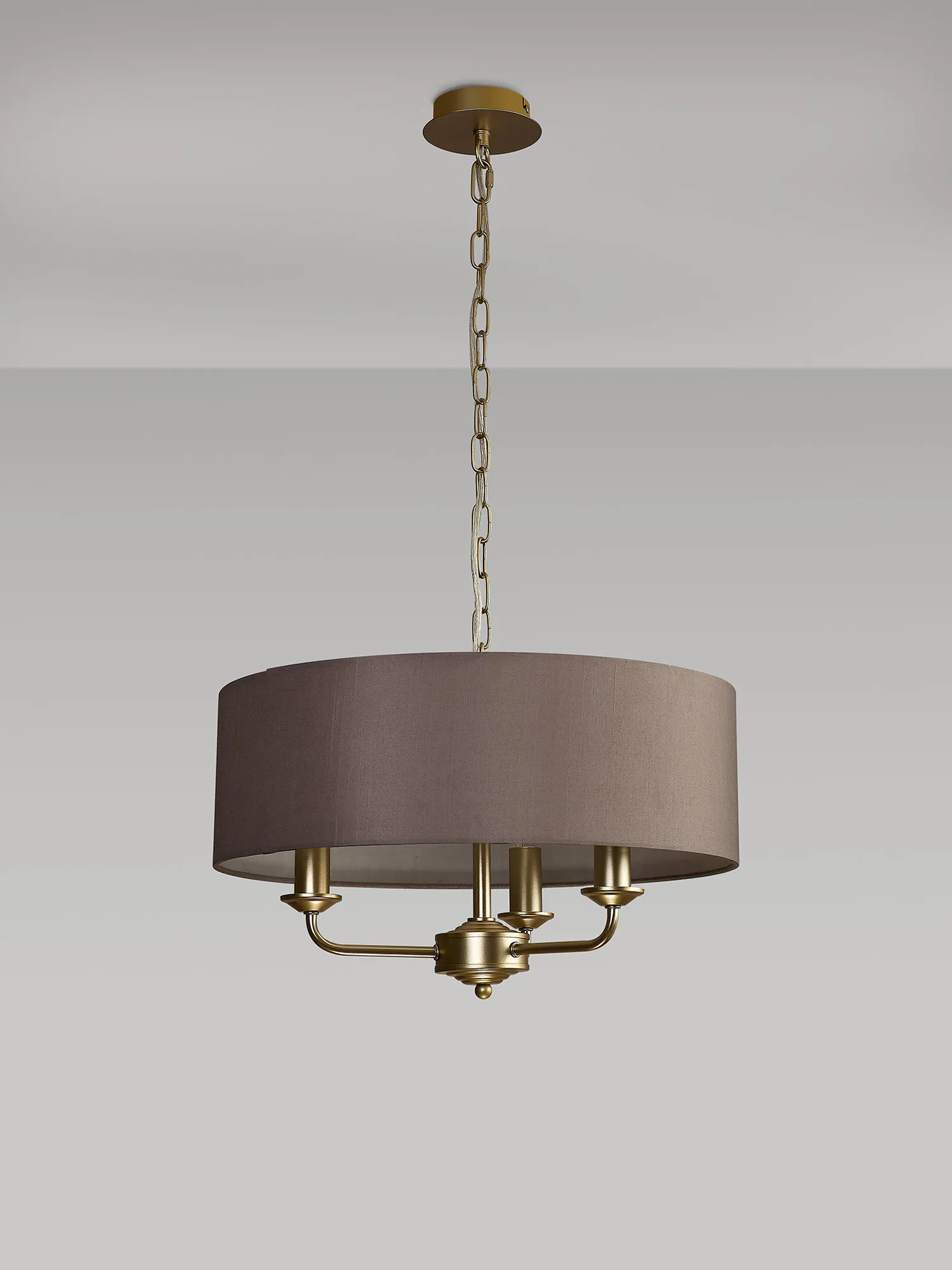 Banyan 45cm 3 Light Pendant Champagne Gold; Grey DK0944  Deco Banyan CG GR